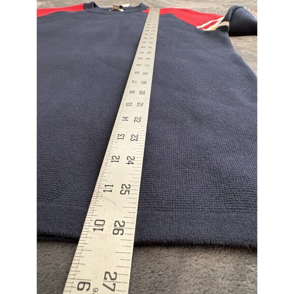 NWT J.Crew Men's Milano-Stitch Striped Sleeve Ski Sweater S Navy Red Yellow - Picture 9 of 10